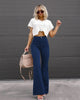 Corduroy Casual Trousers Women Autumn Winter Solid High-waist Flare Pants Lady Slim Black Gray Khaki Orange Long Pants