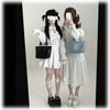 Original Japanese Lace Off-Shoulder Long Sleeve Dress Sweet Girl Kawaii Bowknot Women's Elegant Lolita Short Dresses