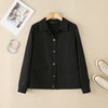 Women Autumn Jackets Casual Turn-Down Collar Long Sleeve Button Up Solid Outerwear Commuting Work Wear Overshirts