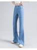 Loycell Sky Blue Ice Silk Boot Cut Pants Summer Casual High Waist Slim Simple Versatile Micro Flared Women's Jeans