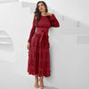Pleated Socialite Shell Flower Dress Spring Original Lace-up Pleated Long Dresses for Women Clothing