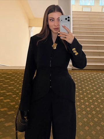 Women's Coats Mermaid Hem Single Breasted Suit Jacket Street Female Long Sleeve Waist Cinching Spring Blazer Lady Outerwears