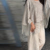 Sequined Tassel Oversized Shawl Tops Women Sexy Roud Neck Long Sleeve Shining Loose Fitting Capes Chic Ladies Partywear Clubwear
