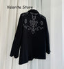 Woman Black Strass Rhinestone Decoration Long Sleeved Blazer Single Breasted Two Buttons Suit Tops 2025FW