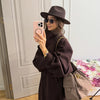 Batwing Sleeve Women's Coat Lapel Single-Breasted Loose Lady Long Jackets Autumn Winter All-Matched Street Outwear