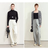 Minimalism Casual Pants for Women Autumn Wide Leg Loose Vertical Elastic Waist Drawstring Sporty Trousers 12343338