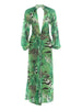 Animal Print Wrap Maxi Dress V Neck Sleeve Twist Waist High Slit Long Gowns Women's Resort Vacation Party Robes