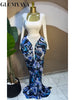 Women Tie Dye Print Patchwork Stacked Ruched Long Sleeve Midi A-line Maxi Long Dress Party Education Dresses