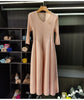 Spring Pleated Women's Bud Dress Round Neck Elegant Mid-Length V Collar Famale Clothing Chic 2DB6618