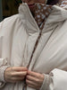 Women Deer Spotted Hooded Puffer Jacket Brown White Dots Drawstring Hood Cropped Elastic Cuff Coats Warm Winter Casual Outerwear