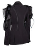 Spliced Mesh Ruffles Casual Blazer For Women Lapel Long Sleeve Tide Loose Fit Jacket Spring Autumn A165