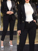 2Pcs Women's Solid Color Suit + Trousers Two-Piece Set Slim Fit Business Double Breasted Formal Female Clothes Outfit