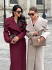 Women Oversized Lapel Woolen Long Coat Double Breasted Slim Waist Maxi Overcoat Elegant Autumn Winter Street Daily Outerwear