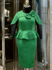 Elegant Christmas Party Dresses Beading for Women O Neck Cape Sleeves Big 3D Bow Ruffles Hem High Waist Bodycon African Outfit