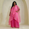 Yellow Women's Pleated Set Draped Cape Overlay Maxi Dress And Wide Leg Long Pants Two Pieces Sets Elegant 2DB7706