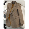 Women Blazer Ladies Grey Coffee Long Sleeve Female Casual Jacket For Autumn Winter Double-Breasted Suit Female Outerwea