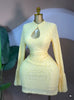 Women Stand Collar Elastic Bodycon Midi Mini Dress Satin Fall Winter Cocktail Even Birthday Party Dresses
