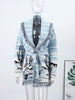 Jacquard Fringe Belted Wrap Knit Cardigan Lapel All Over Pattern Raw Fringe Autumn Winter Commute Lady Women Casual Coat