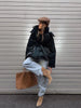 Shiny Belted Waist Jacket For Women Casual Detachable Hood Zipper Pockets Coat Lady Winter Chic Street Outerwear