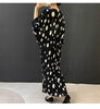 Balck Dot Printting Pleated Women's Dress V Collar Batwing Sleeve Mid-Length Mermaid Dresses 2DB6625