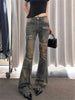 Autumn Winter Women's Denim Pants High Waist Cargo Jean Goblin Core Kpop Bell Bottom Japanese Y2k Stretch 2000s Jeans Gyaru