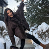 Vintage Faux Fur Patchwork Women Thicken Coat Long Sleeve Belt V-neck Female Outwear Winter Lady Streetwear