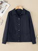 Women Autumn Jackets Casual Turn-Down Collar Long Sleeve Button Up Solid Outerwear Commuting Work Wear Overshirts