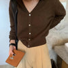 Korean version of autumn cashmere V-neck cardigan women loose short solid color sweater knit sweater simple coat