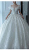 Princess Sexy Crystal Beaded Wedding Dress Puff Tulle White Gown Bride Pregnant Women's Gown with Trailing