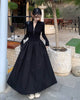 Black Long Dresses for Women Korean Simple High Waist Zipper-Up Turtleneck A-Line Dress Ladies French Style High Street Vestidos