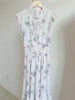 Kuzuwata Fresh Mid-length Print High Waist Robe Gentle Literary Lace Up Pleated Slim Mujer Japan Elegant Dress