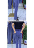 Middle-aged Women's Jeans Spring Fall Stretch Waist Denim Pants Large Size Loose Female Micro Flare Pants Winter Thick Warm Jean