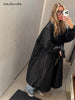 Female Oversized Long Puffer Coat Zip Lapel Full Sleeve Warm Thick Green Overcoat Winter Casual Street Chic Outwear