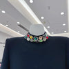 High Street Designer Women's Colorful Diamond Standing Neck Long Sleeve Dress