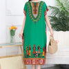 Women Bohemian Ethnic Printed Holiday Dress V-Neck Elastic Waist Casual Batswing Sleeve Mid Dress Elegant Vintage Retro Dress