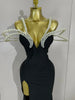 Designer Pearls V Neck Maxi Long Bandage Bodycon Dress Women Celebrity Evening Party Birthday Gowns Singer Stage Costumes