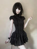 Gothic Lolita Y2K Women's Mini Dress Double Breasted Striped Ruffle Hem Slim Fit Harajuku Dark Cute Night Out Streetwear