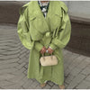 High Street Brown Belted Trench Coats Women's Loose Lapel Lace-up Button Full Sleeve Windbreakers Autumn Ladies Outwear