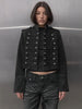 Y2K Retro Hussars Jacket Stand Collar Double Breasted Button Cropped Jacket Napoleon Old Money Blk Denim Jacket Women Boxy Coat