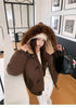 Warm Down jacket Ladies Pai Overcome Winter Cotton Padded Coat Women Parkas Horn Hooded Outcoat Big fur collar Overcoat