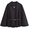 Women's Jackets Oversized Belt Tunic Jacket Autumn Winter Coat Female Red Brown Black Jacket Cropped Bat Sleeved Outerwears