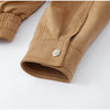 Retro Brown Suede Lapel Zippered Short Jackets Women's Casual Full Sleeves Pocket Loose Coats Spring Daily Commute Outwear