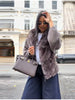 Elegant Fur Knitted Coat Fall Feminine Jackets Vintage Modest Casual-chic Stylish Versatile Party Women Streetwear