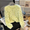 Bead Imitation Mink Sweater Jacket Women Autumn Winter Japanese Sweater Long Sleeved Knitt Cardigan Coat Female