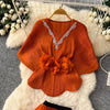 Elegant Rhinestone Pleated Skirt Sets Slim Party Club Vintage Dress American Women Clothes Two Piece Set 9R3018
