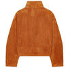 Faux Suede Cropped Jacket Women's Jacket Autumn Orange Long Sleeve Stand Collar Zip-Up Slim Outerwear Chic Top