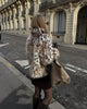 Lady Leopard Print Lapel Fur Coat Women Elegant Single Breasted Loose Jacket Daily Commuting Office Outerwear