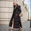 Cotton Coat Long Parka Coat Jacket Women Autumn Winter Thick Warm Coats Woven Block Hooded White Down Parkas