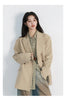 Women Blazers Solid Loose Double-breasted Wide Shoulder Office Ladies Suit Jacket Oversized Coat Spring Autumn