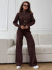 Women's Knit Zip Up Cardigan Wide Leg Pants Set Soft Fabric Cropped Elastic Waist Autumn Winter Sweater